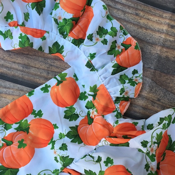 Pumpkin Ruffle Pinafore Jumper Dress - Picture 3 of 8